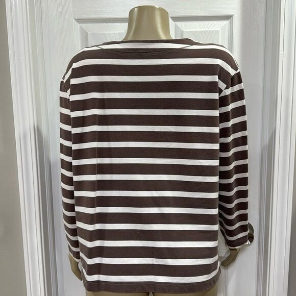 RABE ROUND  NECK STRIPED SWEATSHIRT KHAKI AND WHITE - Picture 2 of 8